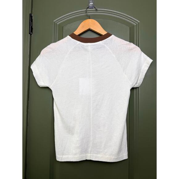NWT Pistola Ryn Shrunken Raglan Cotton Tee Soft White Cream Brown Women's Small - Picture 3 of 5